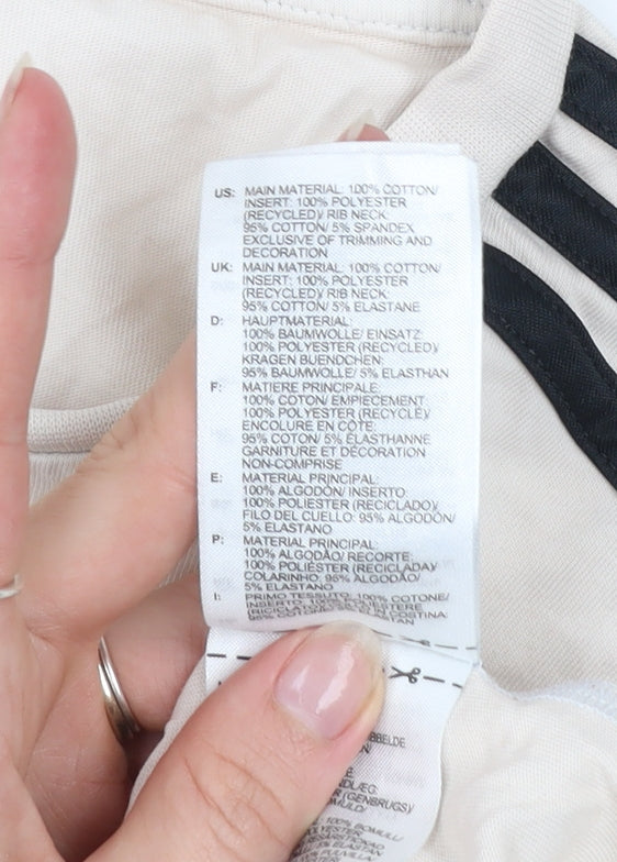 Adidas Womens Beige XS Cropped T-Shirt Short Sleeve Sports Top