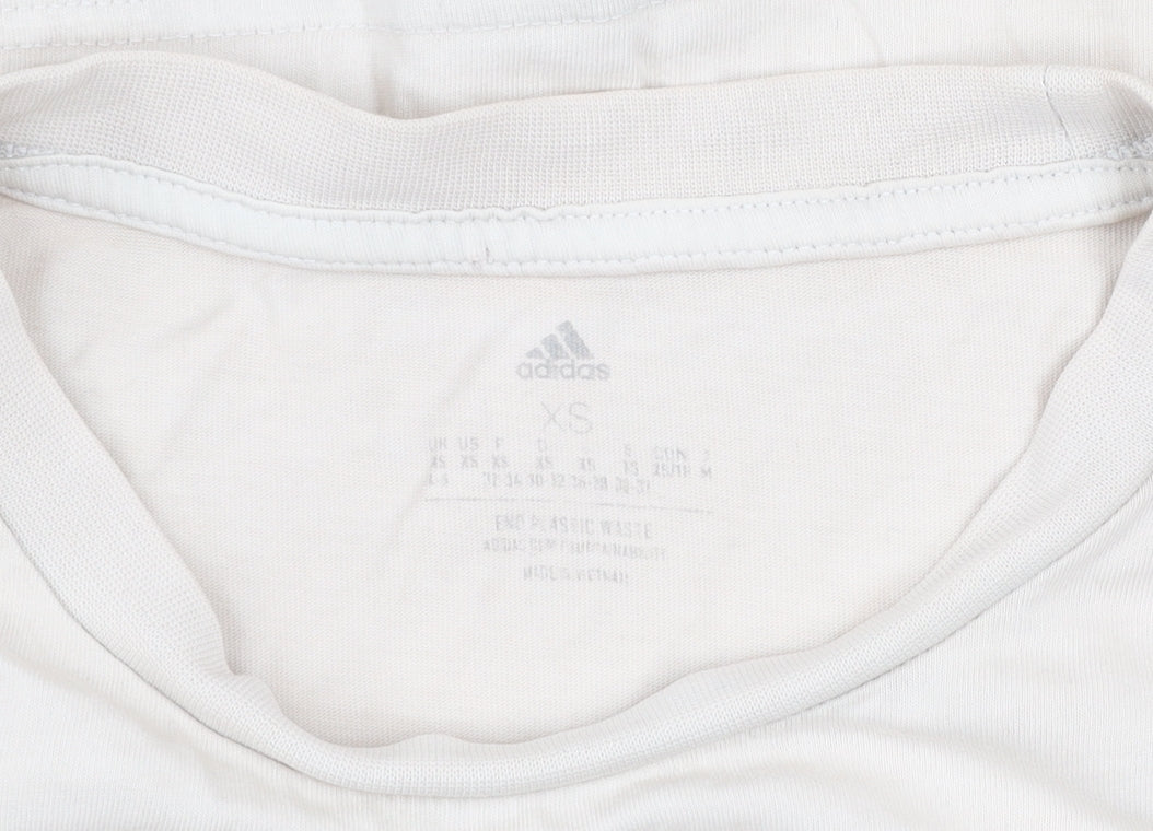 Adidas Womens Beige XS Cropped T-Shirt Short Sleeve Sports Top
