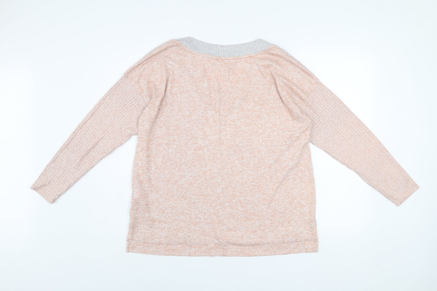 Next Women Peach & Grey V-Neck Long Sleeve Pullover Sweater Size 18 Petite