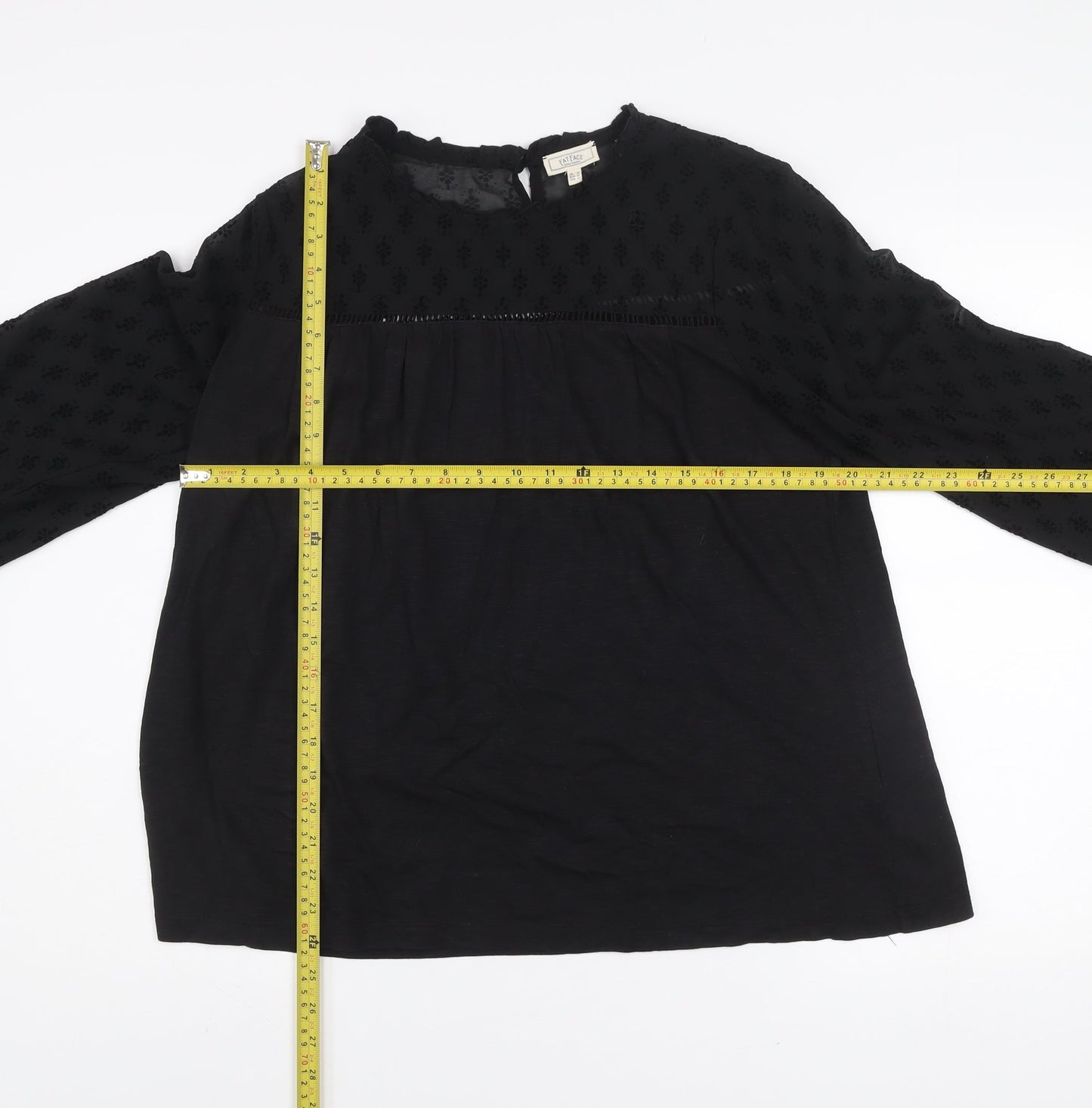 Fat Face Women's Black Cotton Blend Long Sleeve Tunic Blouse UK 10