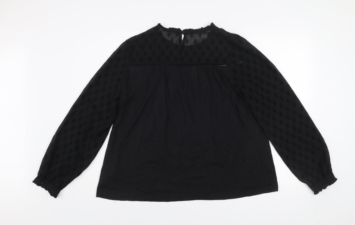 Fat Face Women's Black Cotton Blend Long Sleeve Tunic Blouse UK 10