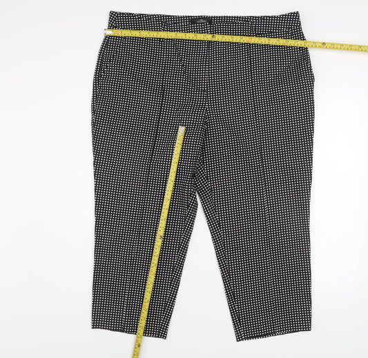 Next Women Black Geometric Tailored Trousers Size 20R Cotton Blend