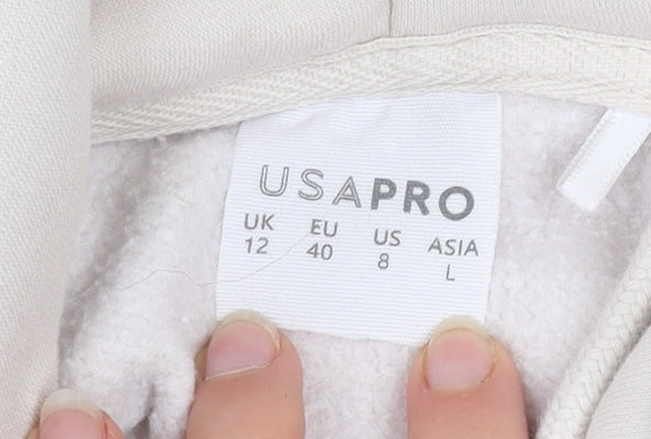 USA Pro Women's Beige Pullover Hoodie Size 12 Cotton Blend