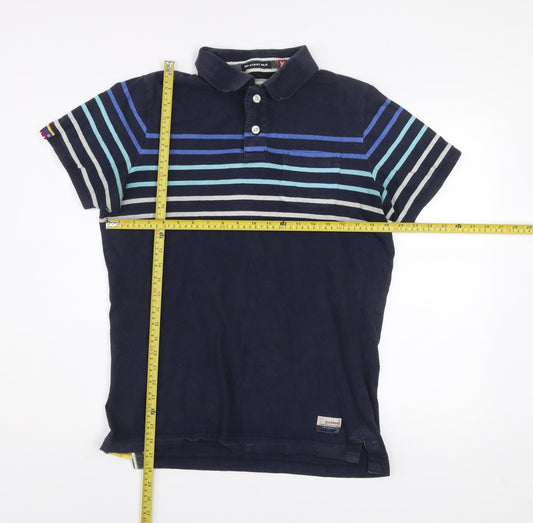 Superdry Men's Blue Striped Bay Polo Shirt XL Cotton Casual