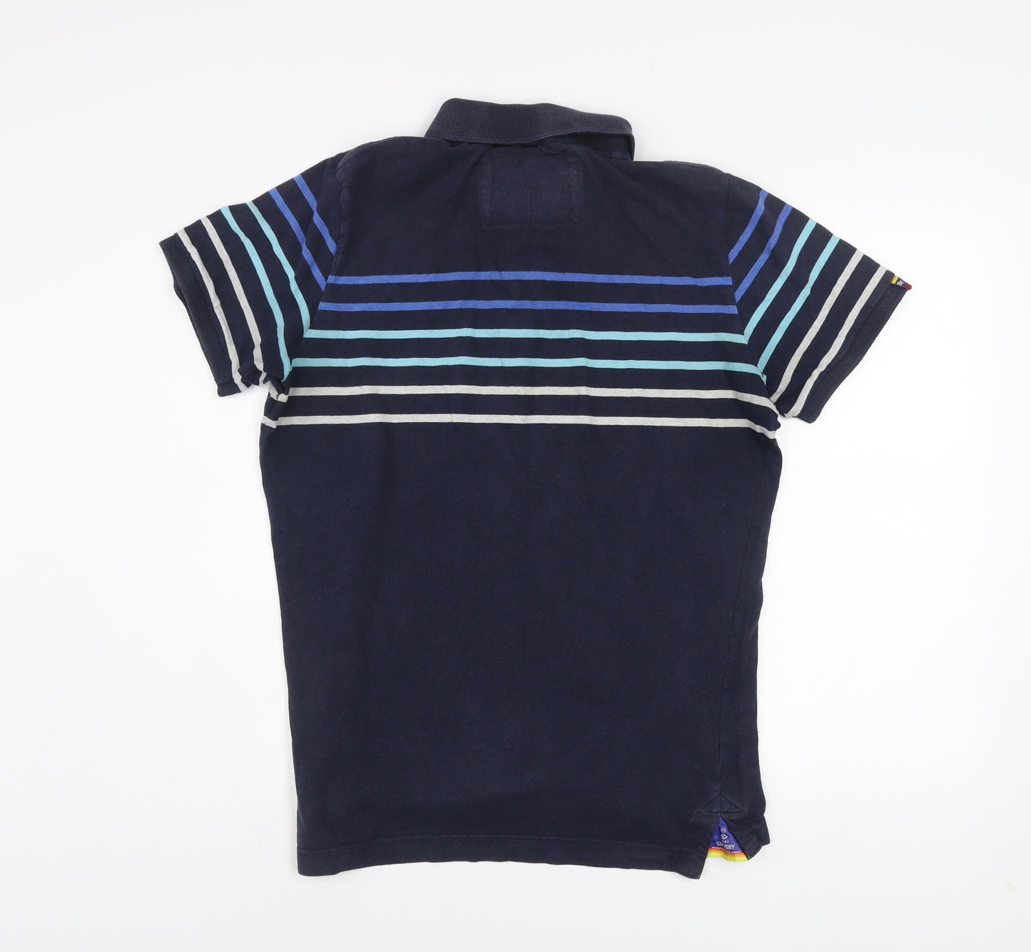 Superdry Men's Blue Striped Bay Polo Shirt XL Cotton Casual