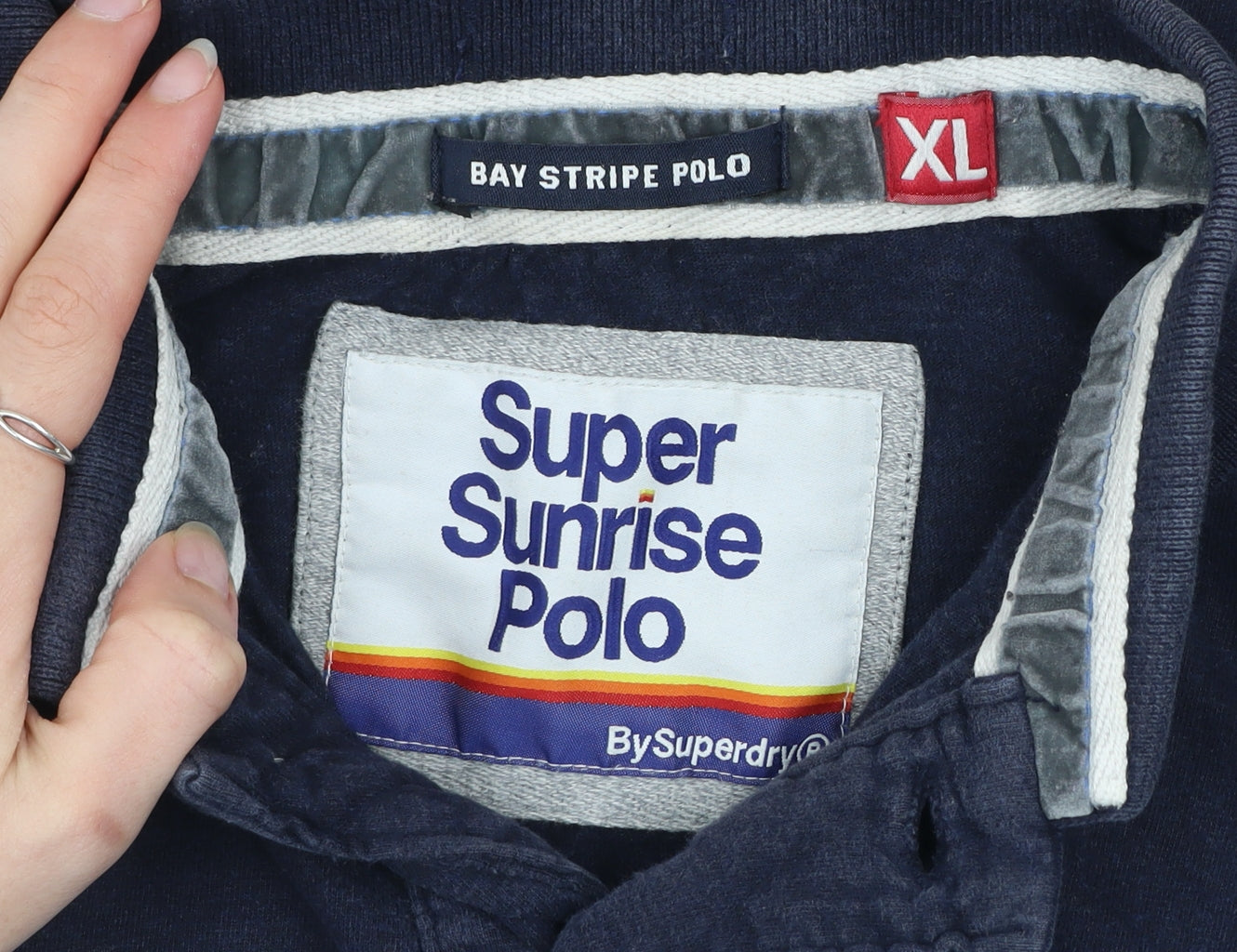 Superdry Men's Blue Striped Bay Polo Shirt XL Cotton Casual