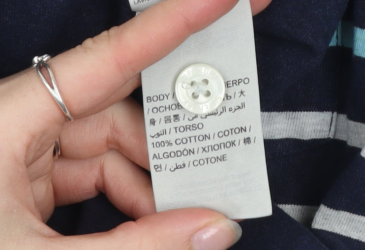 Superdry Men's Blue Striped Bay Polo Shirt XL Cotton Casual