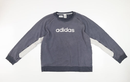 Adidas Men's Grey XL Pullover Crew Neck Logo Sweatshirt