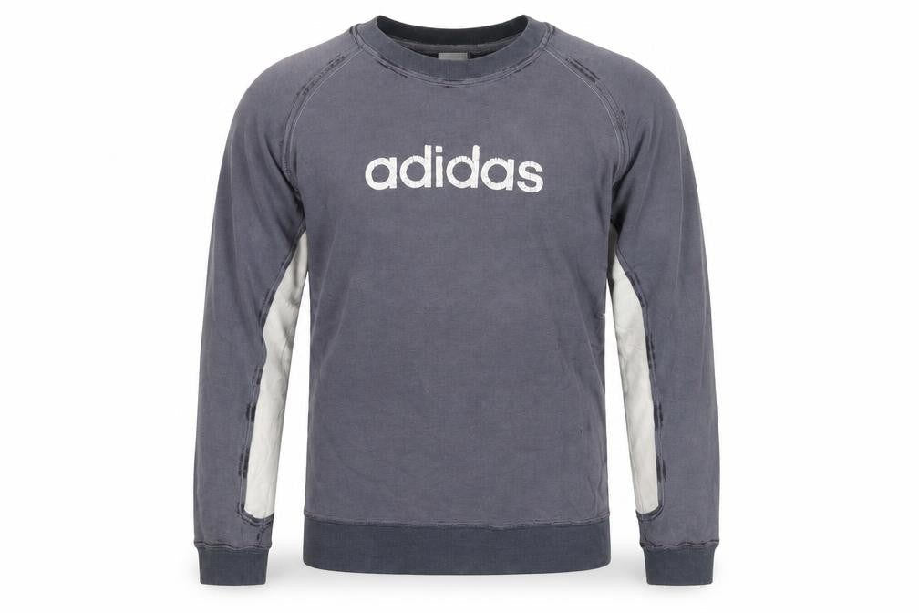 Front view of Adidas Men's Grey XL Pullover Crew Neck Logo Sweatshirt