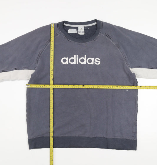 Adidas Men's Grey XL Pullover Crew Neck Logo Sweatshirt
