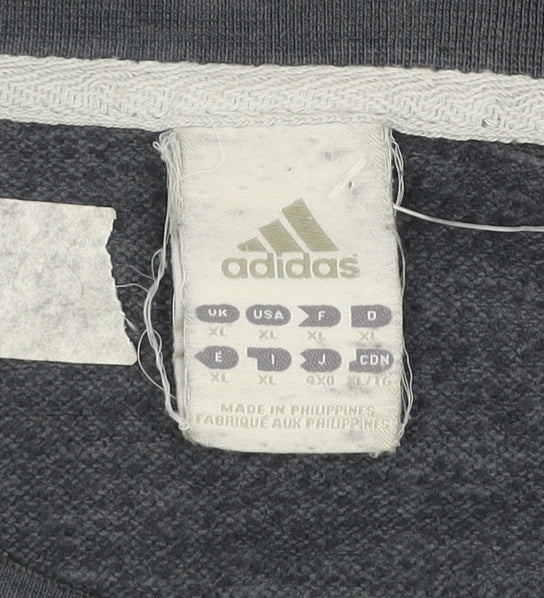 Adidas Men's Grey XL Pullover Crew Neck Logo Sweatshirt