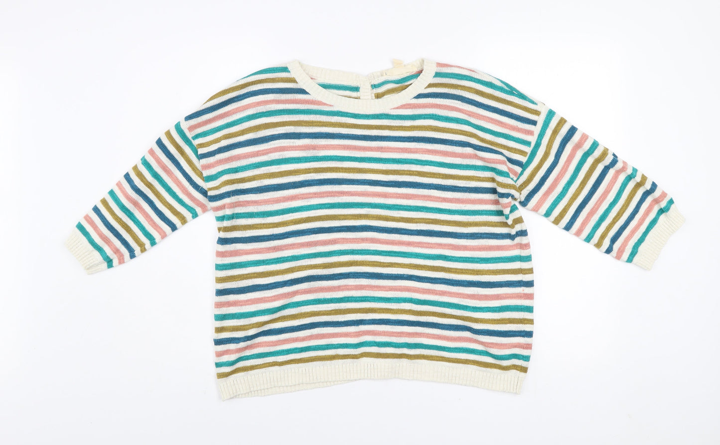 Seasalt Cornwall Women’s Multicoloured Striped Cardigan UK 16 Cotton Knit