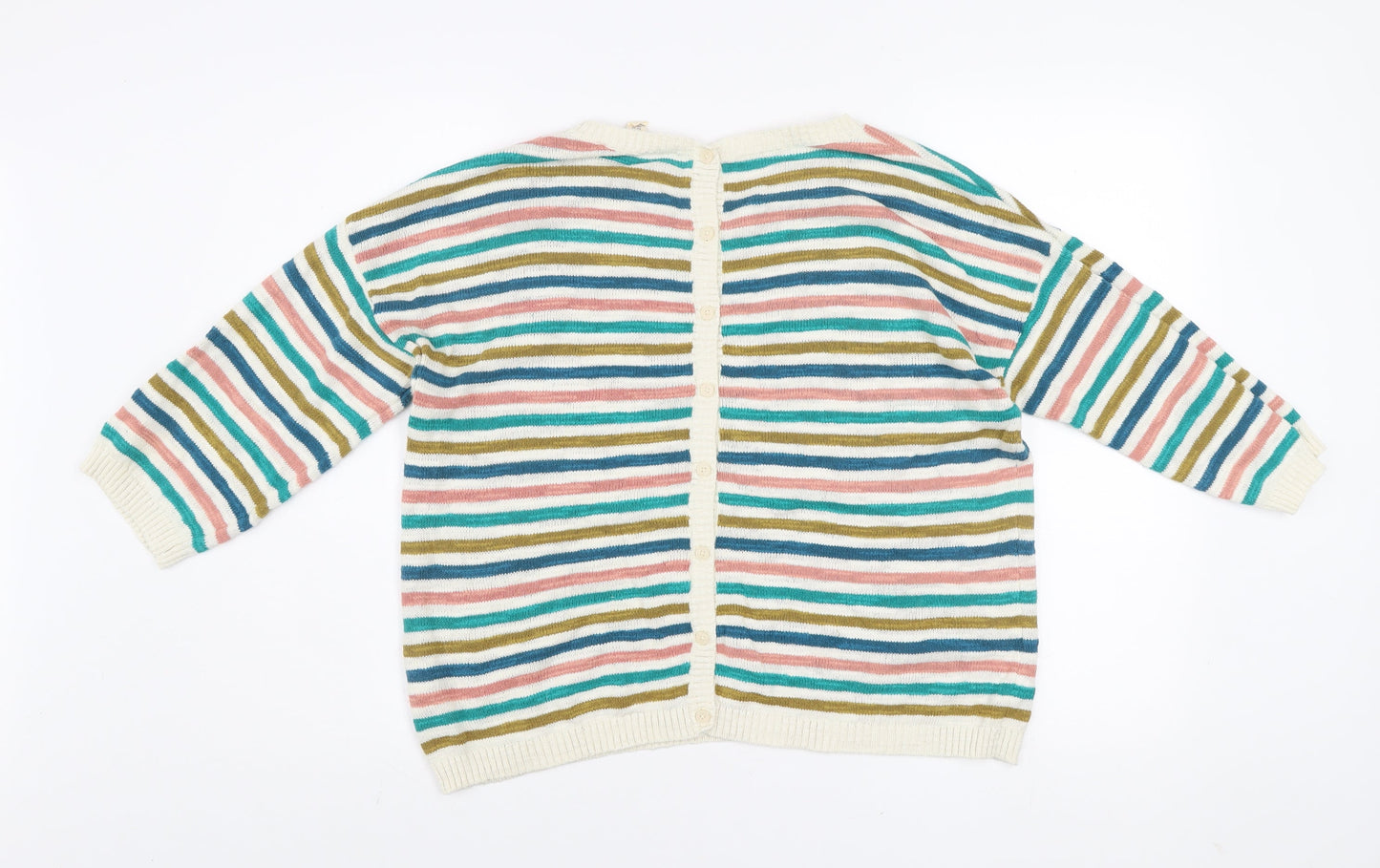 Seasalt Cornwall Women’s Multicoloured Striped Cardigan UK 16 Cotton Knit