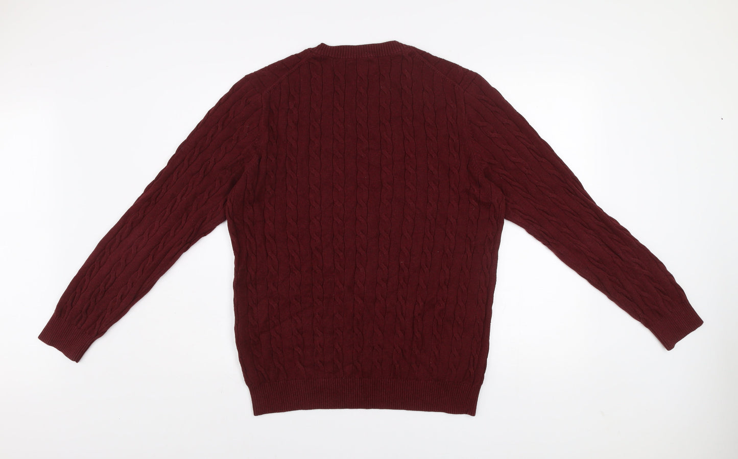 GANT Men's Red Cable Knit Cotton Crew Neck Jumper XL
