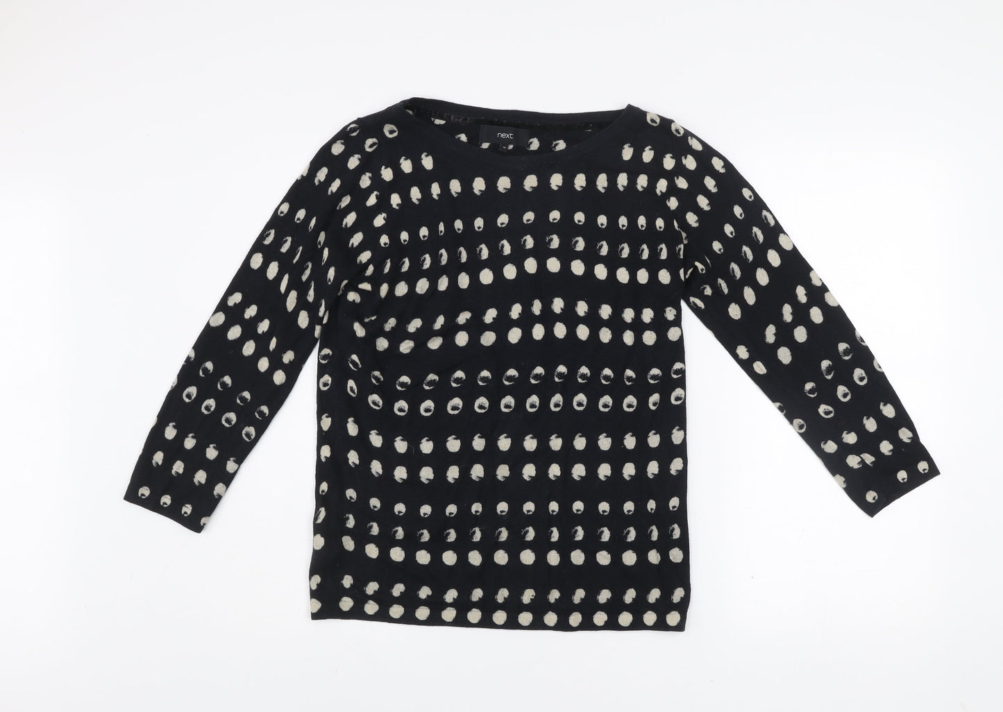 Next Women Black Polka Dot Cotton Blend Jumper Size 10
