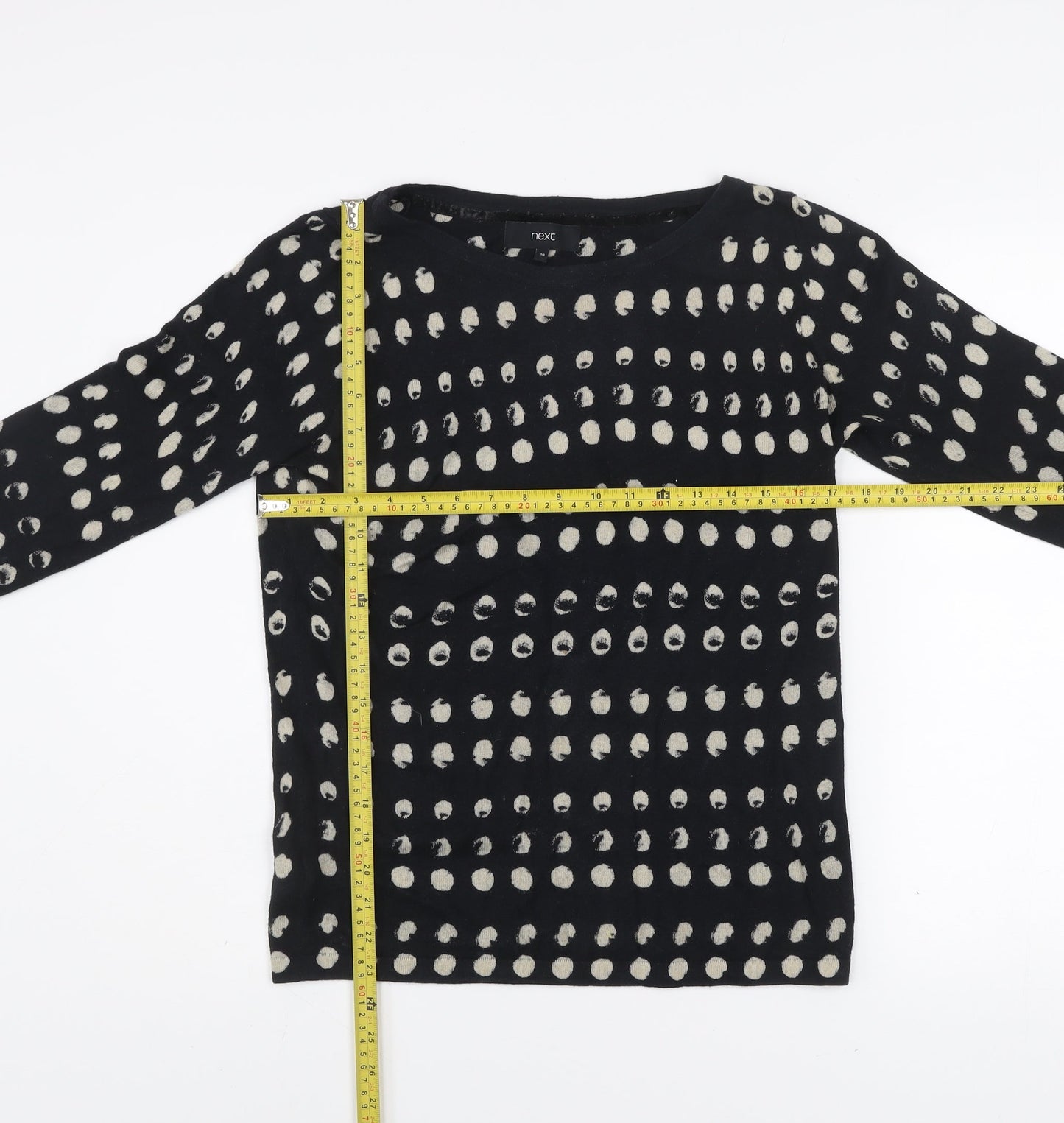 Next Women Black Polka Dot Cotton Blend Jumper Size 10