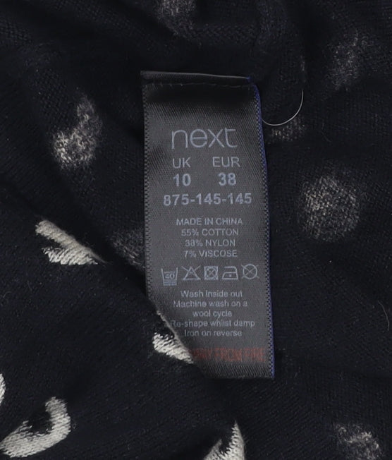 Next Women Black Polka Dot Cotton Blend Jumper Size 10