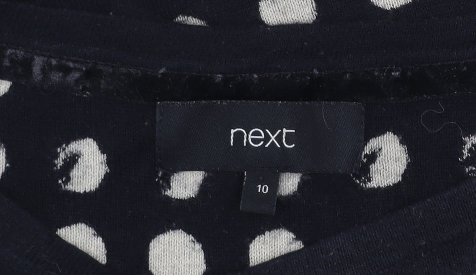 Next Women Black Polka Dot Cotton Blend Jumper Size 10