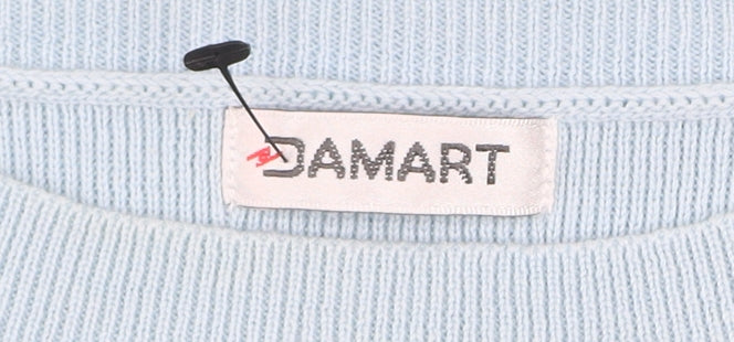 Damart Women Blue Striped Boat Neck Long Sleeve Pullover Jumper Size 10
