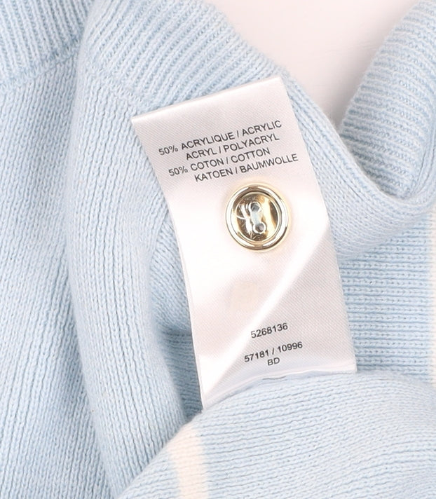 Damart Women Blue Striped Boat Neck Long Sleeve Pullover Jumper Size 10