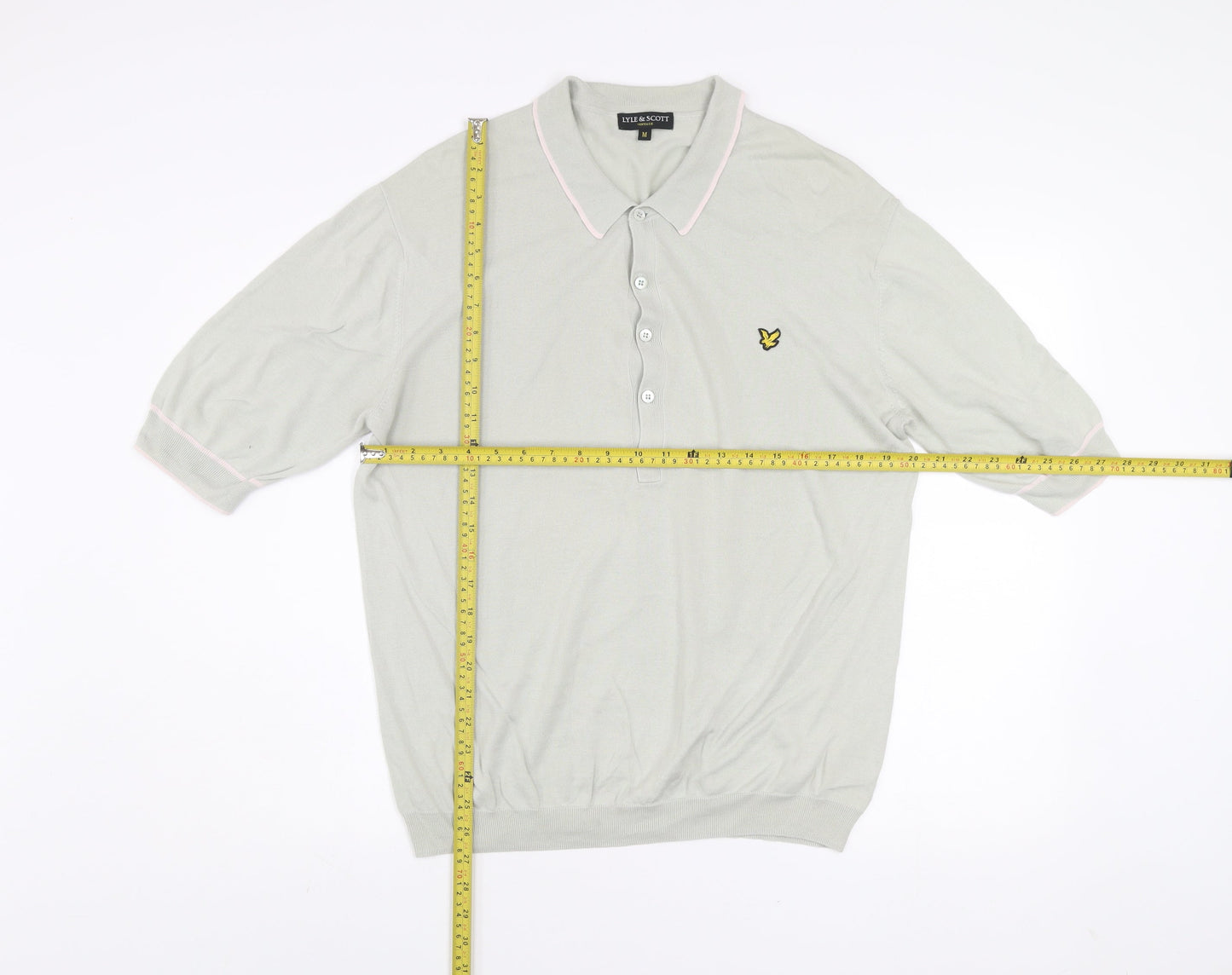 Lyle & Scott Vintage Men's Beige Cotton Short Sleeve Polo Shirt M