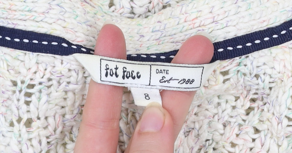 Fat Face Women Ivory Cable-Knit Button Cardigan Size 8