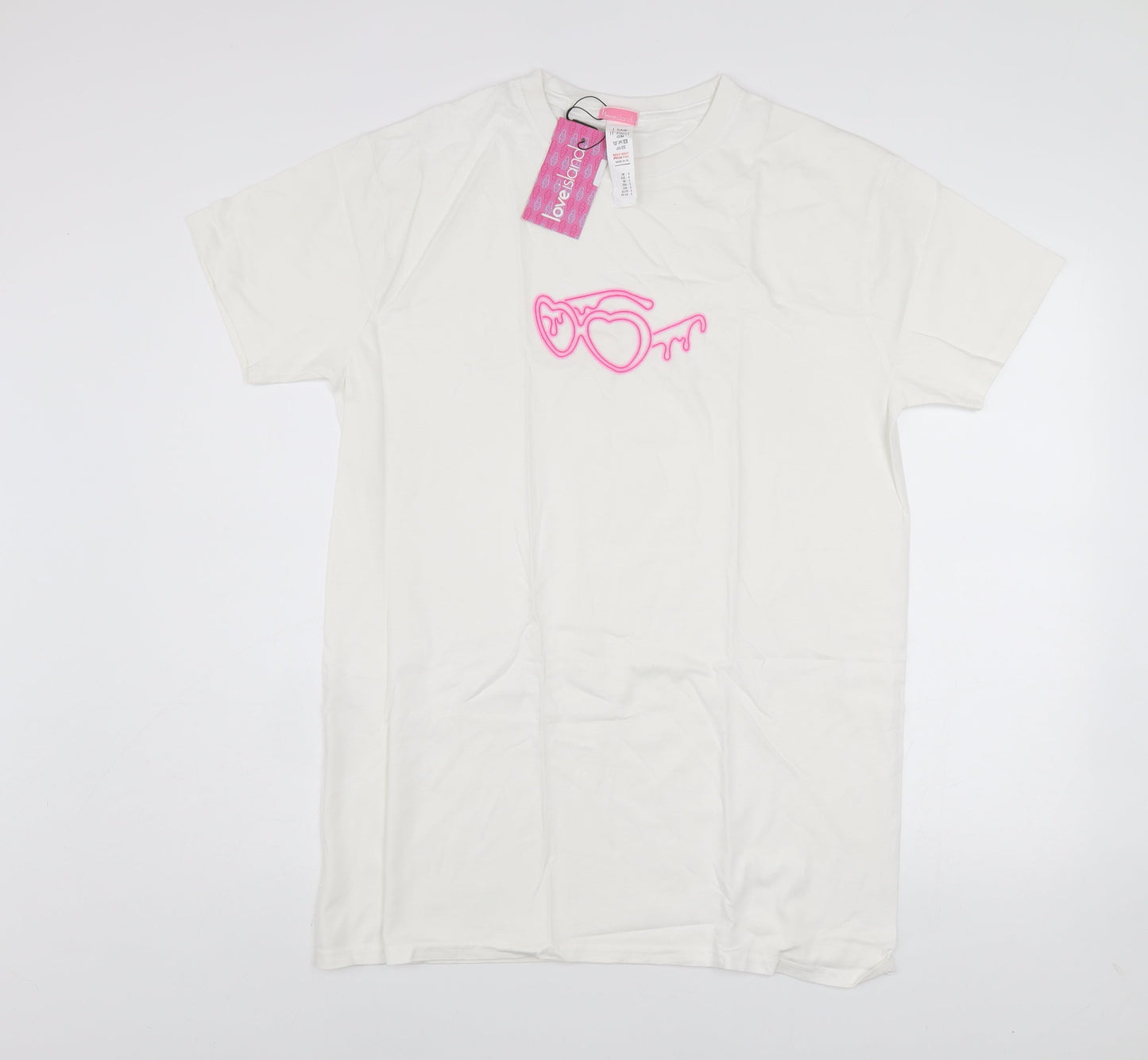 I Saw It First Women's White Love Island Embroidered Cotton T-Shirt Size S