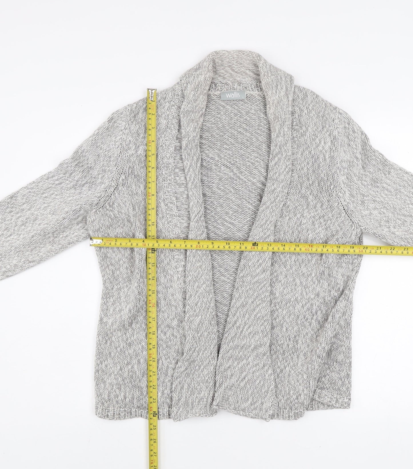 Wallis Women’s Grey Cotton Chunky Knit Open Cardigan Size L