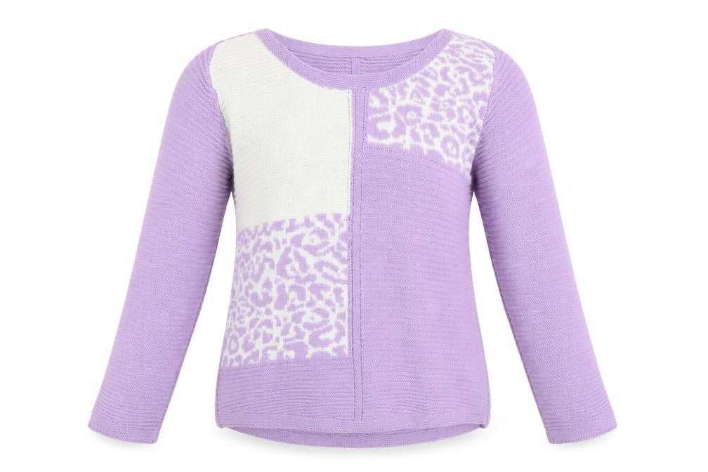 Bonmarché Women Purple Animal Print Acrylic Jumper Size 12