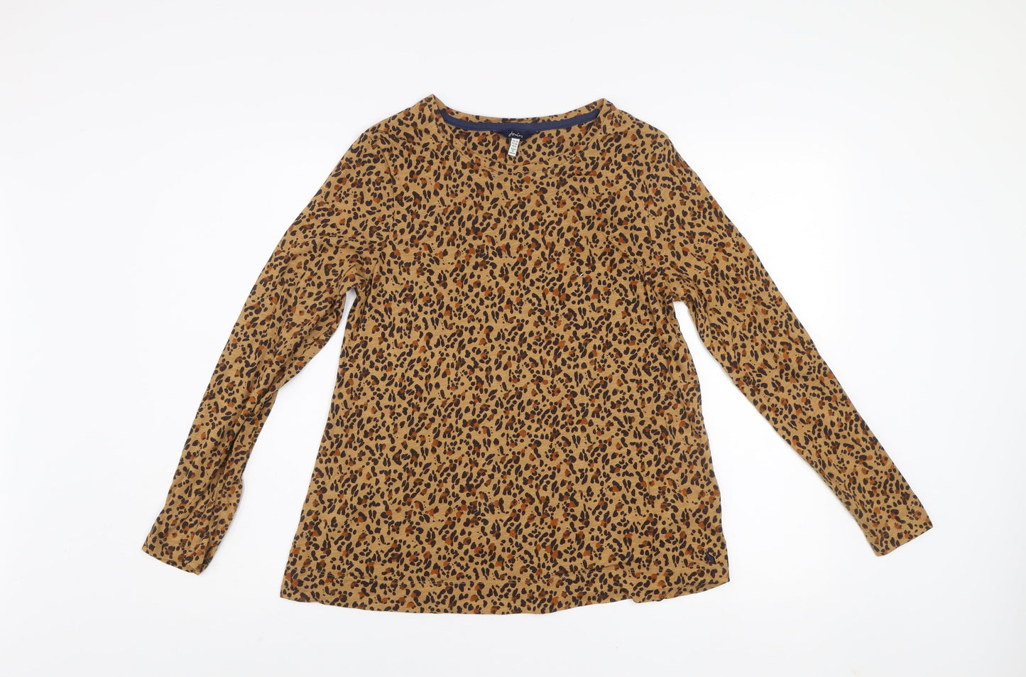 Joules Women’s Brown Leopard Print Long Sleeve Cotton Top UK 10