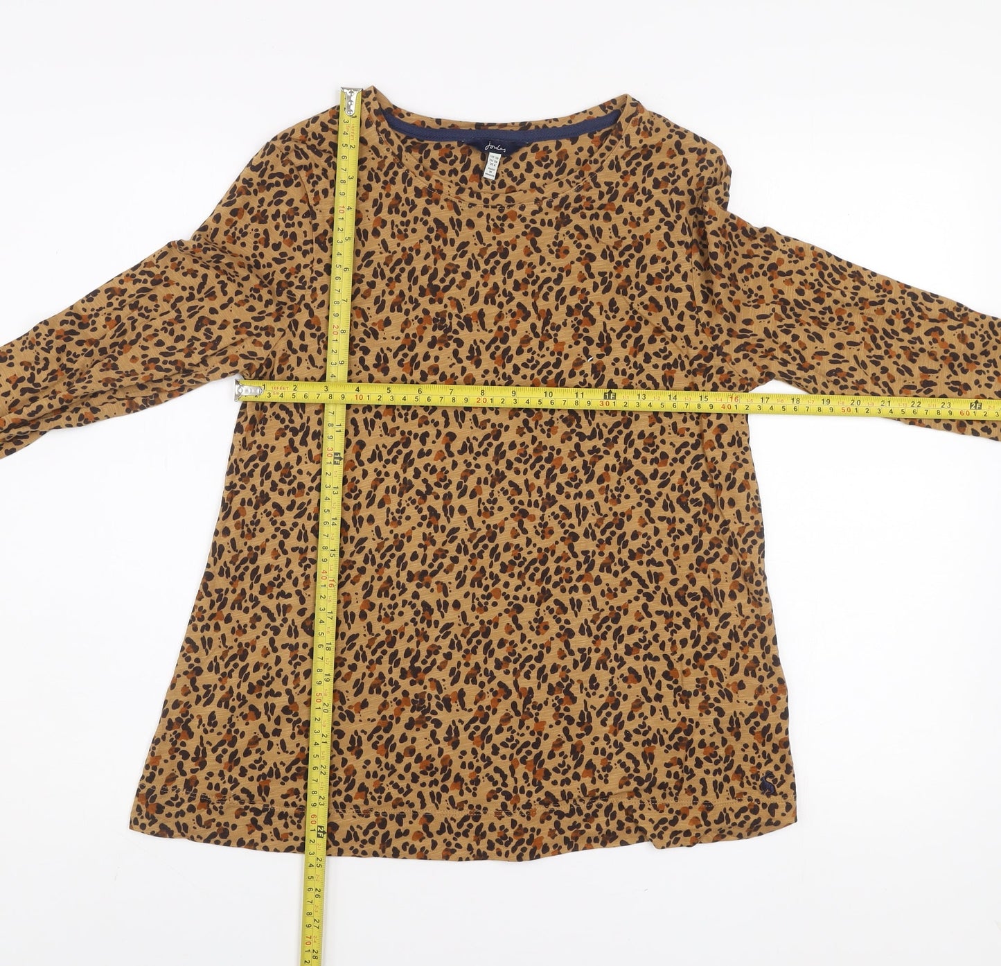 Joules Women’s Brown Leopard Print Long Sleeve Cotton Top UK 10