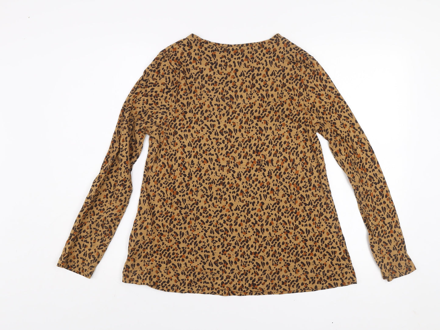 Joules Women’s Brown Leopard Print Long Sleeve Cotton Top UK 10