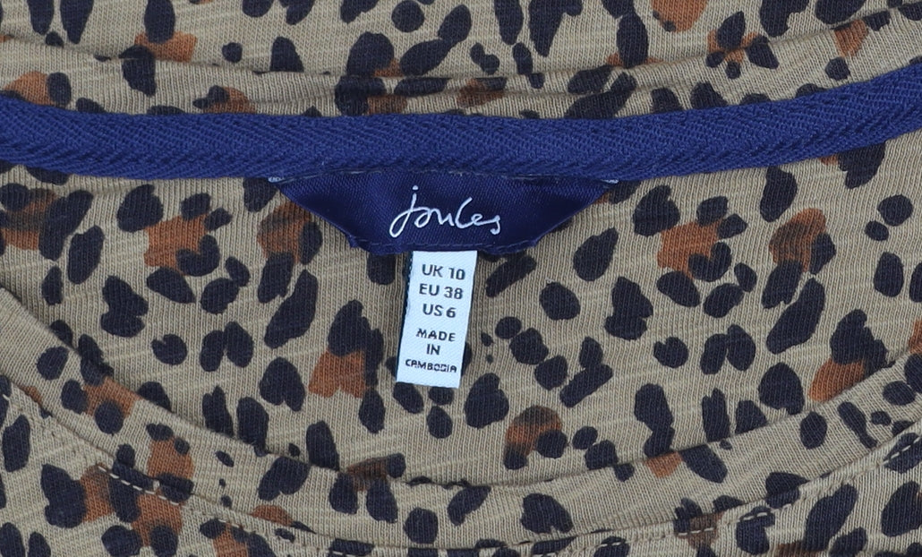 Joules Women’s Brown Leopard Print Long Sleeve Cotton Top UK 10