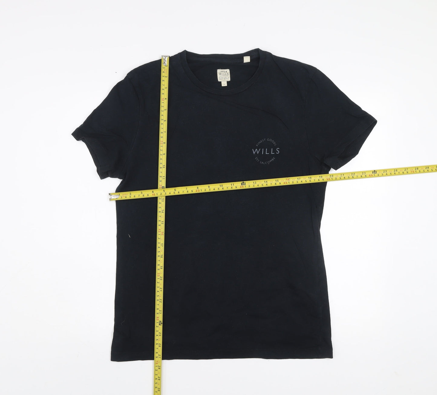 Jack Wills Men's Black Graphic Cotton Crew Neck T-Shirt Size S