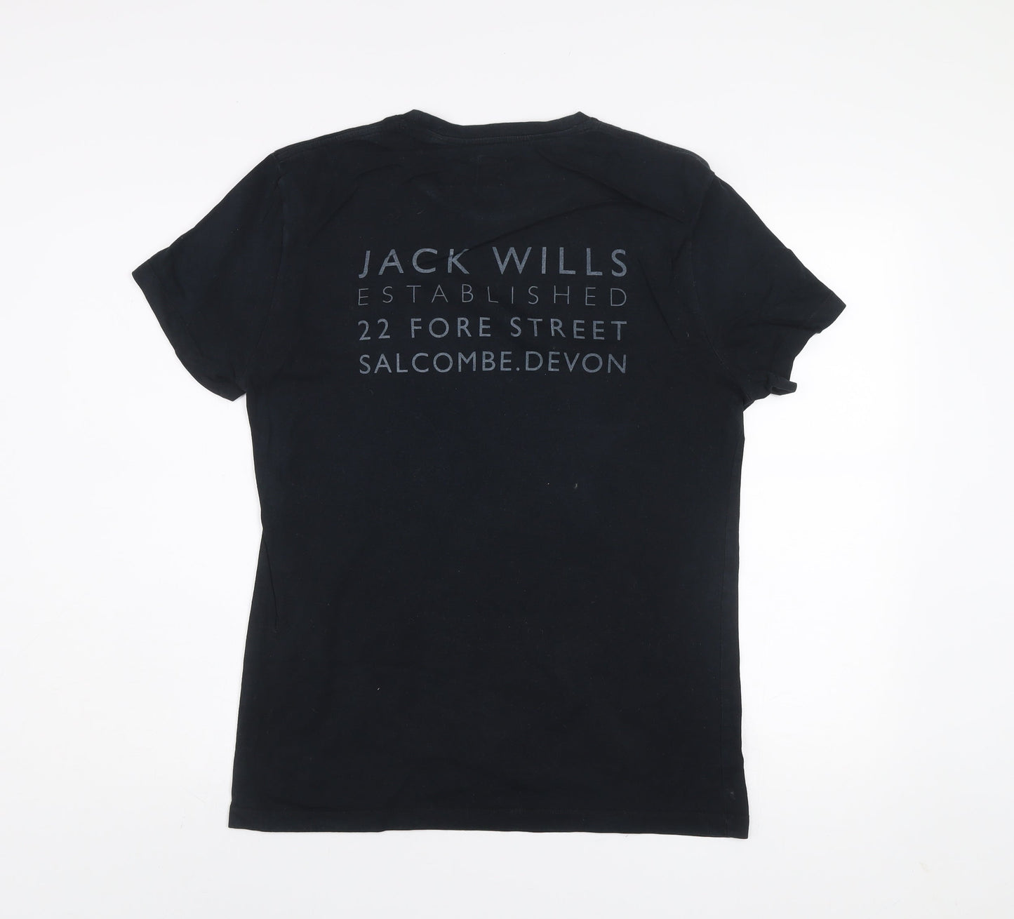 Jack Wills Men's Black Graphic Cotton Crew Neck T-Shirt Size S