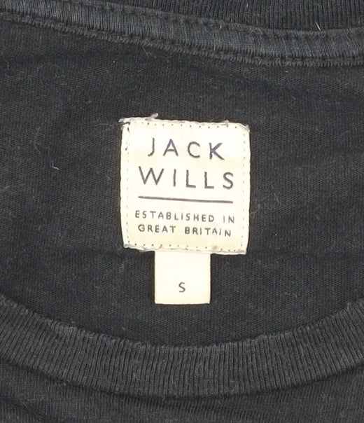Jack Wills Men's Black Graphic Cotton Crew Neck T-Shirt Size S