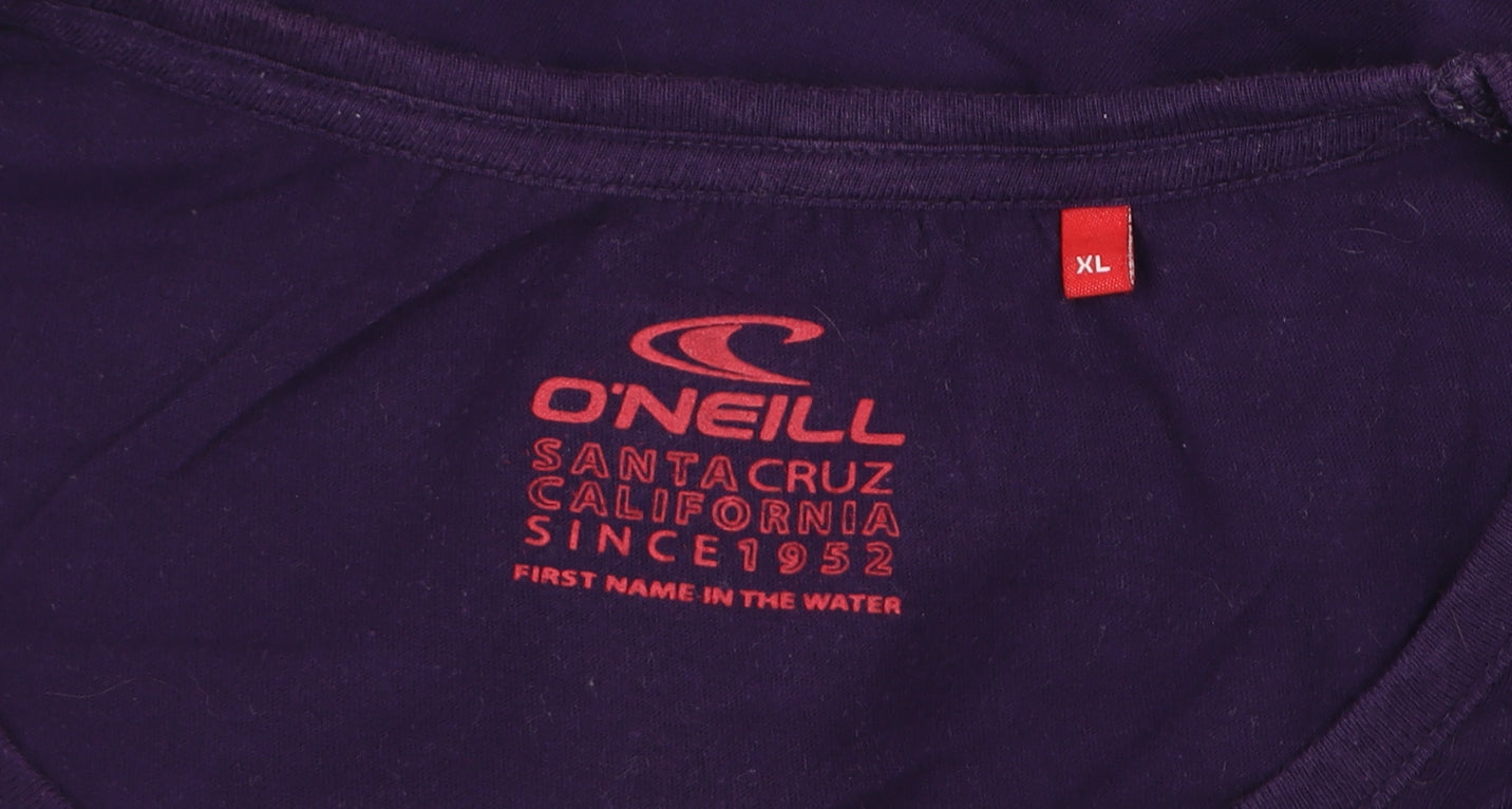 O'Neill Womens Purple XL Cotton Short Sleeve Crew Neck T-Shirt