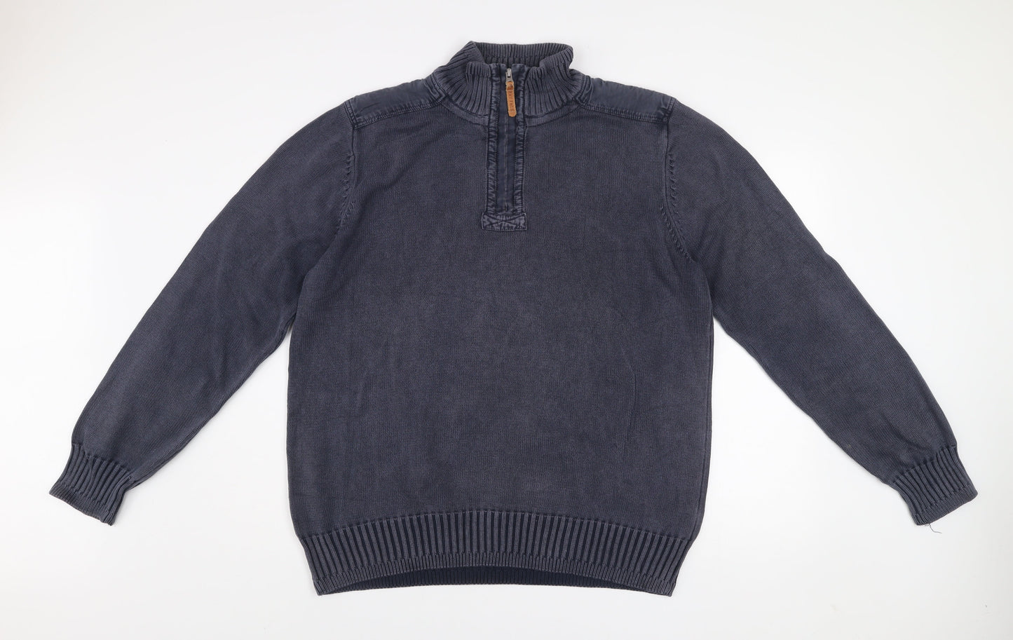 Fat Face Men's Blue 1/4 Zip Cotton Jumper Size L Outdoor Classic Knit