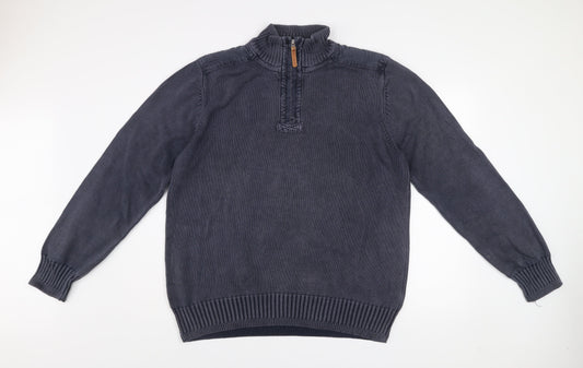 Fat Face Men's Blue 1/4 Zip Cotton Jumper Size L Outdoor Classic Knit