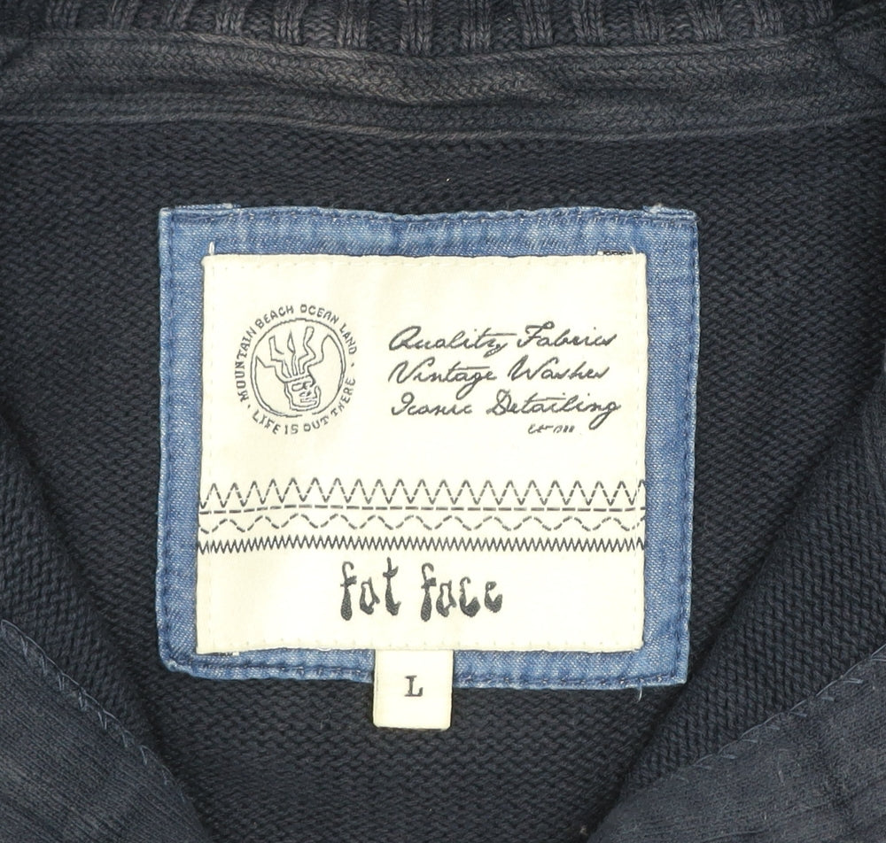 Fat Face Men's Blue 1/4 Zip Cotton Jumper Size L Outdoor Classic Knit