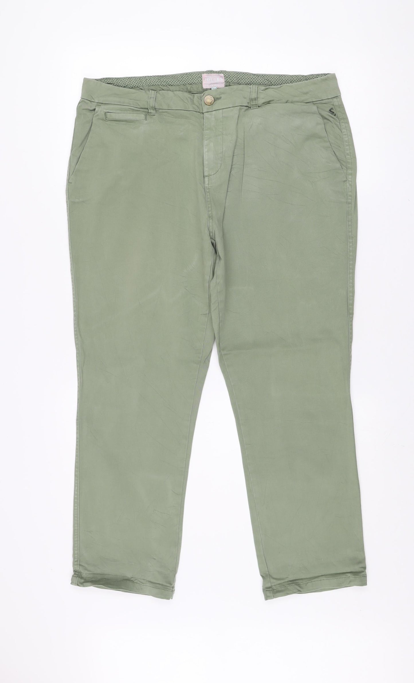 Joules Women's Green Chino Trousers Size 16 Straight Leg Cotton