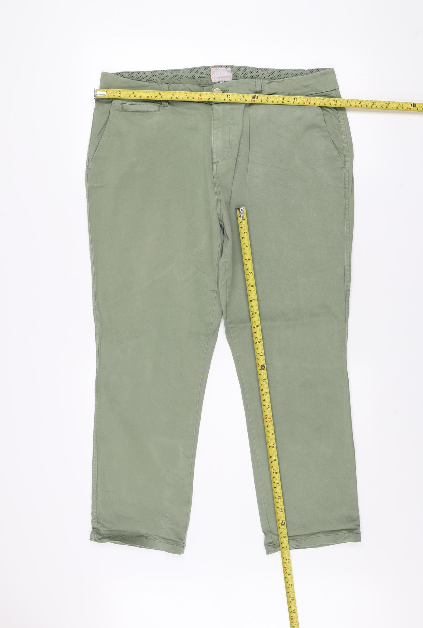 Joules Women's Green Chino Trousers Size 16 Straight Leg Cotton