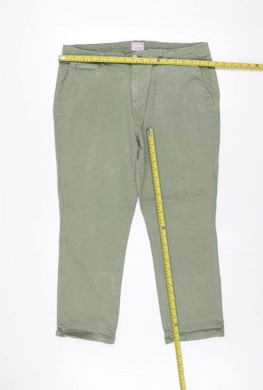 Joules Women's Green Chino Trousers Size 16 Straight Leg Cotton