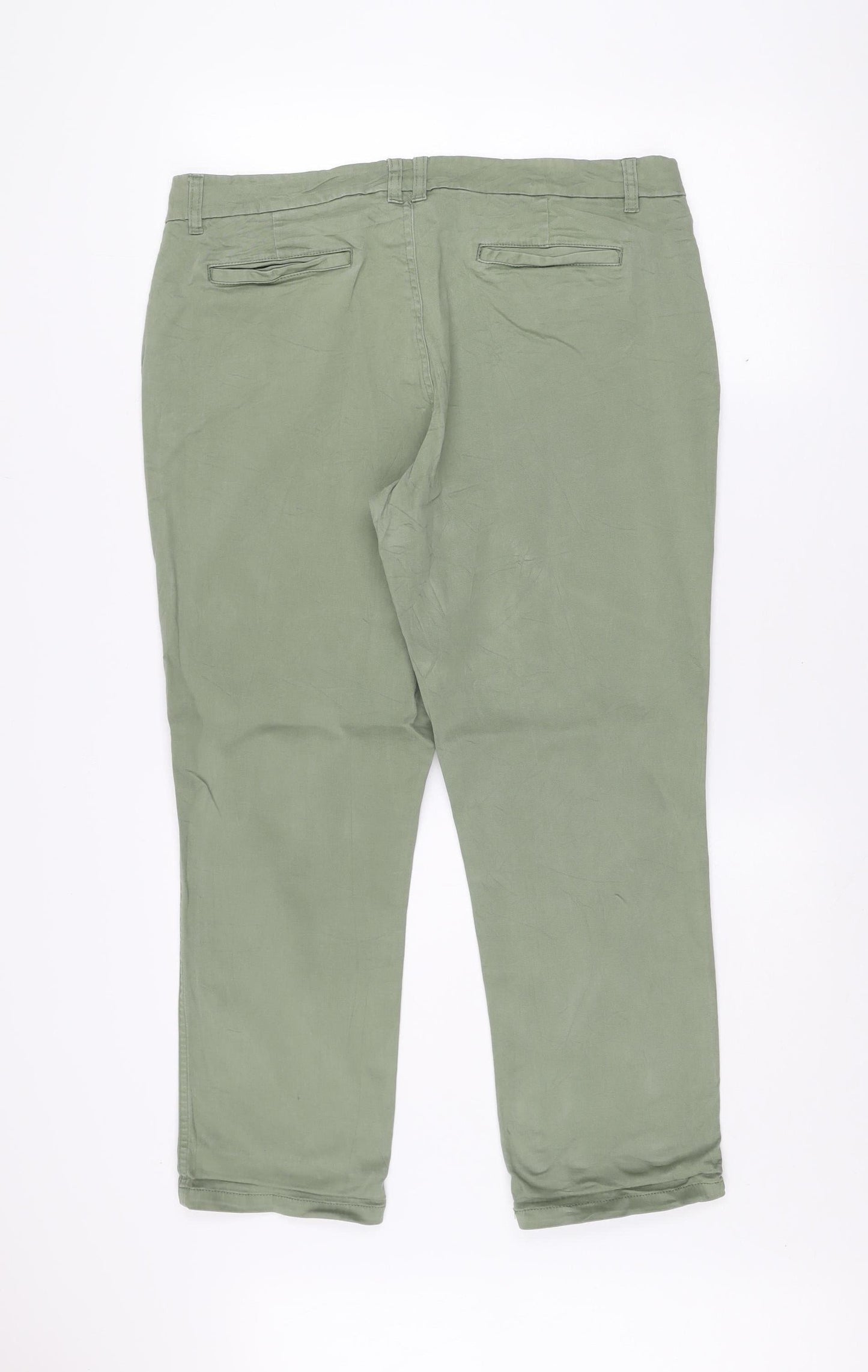 Joules Women's Green Chino Trousers Size 16 Straight Leg Cotton