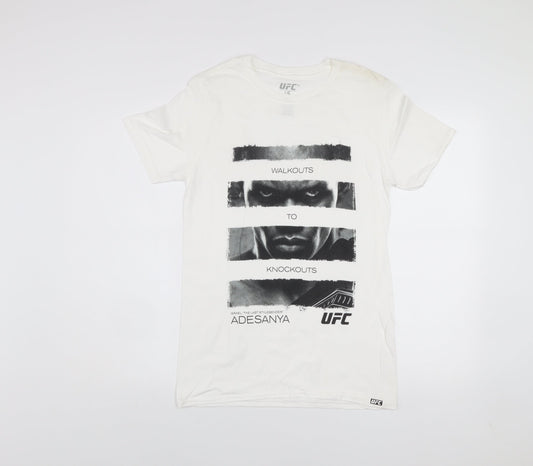 UFC Men’s White Cotton Graphic T-Shirt Size S Adesanya Fight Sportswear