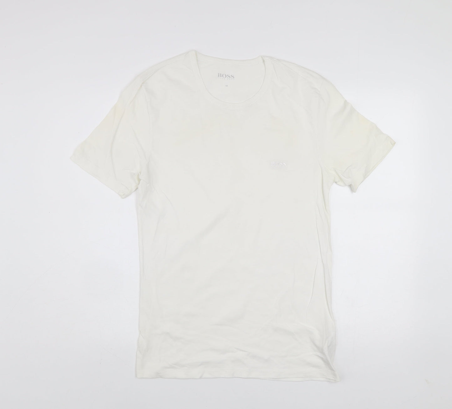 Hugo Boss Men's White Cotton Crew Neck Short Sleeve T-Shirt Size M