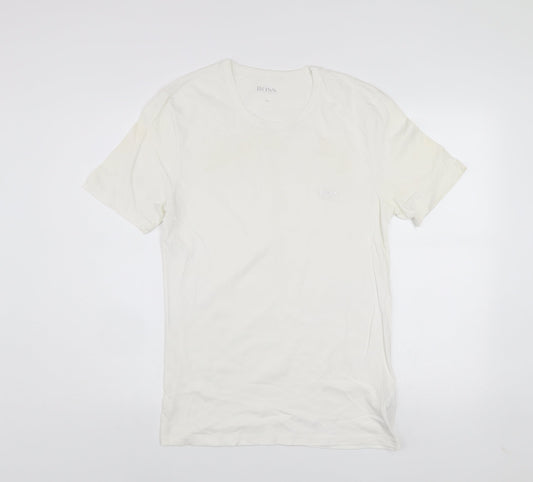 Hugo Boss Men's White Cotton Crew Neck Short Sleeve T-Shirt Size M