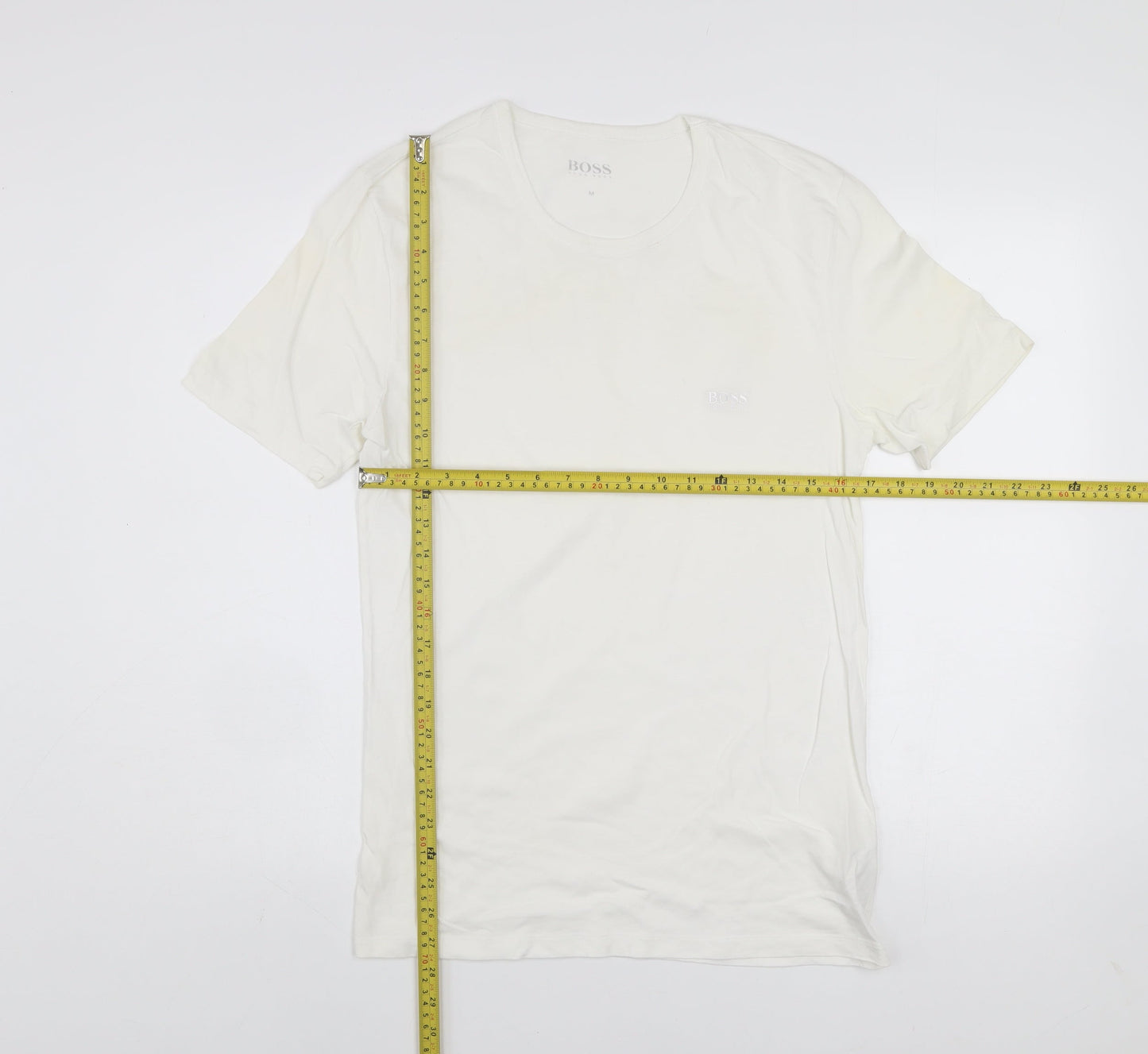 Hugo Boss Men's White Cotton Crew Neck Short Sleeve T-Shirt Size M