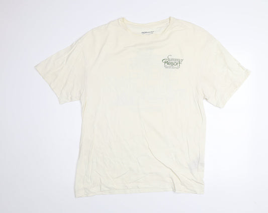Jack & Jones Originals Men's Beige Summer Resort Graphic T-Shirt Size L