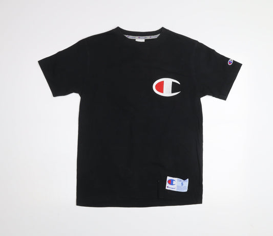 Champion Men's Black Small Crew Neck Short Sleeve Cotton T-Shirt